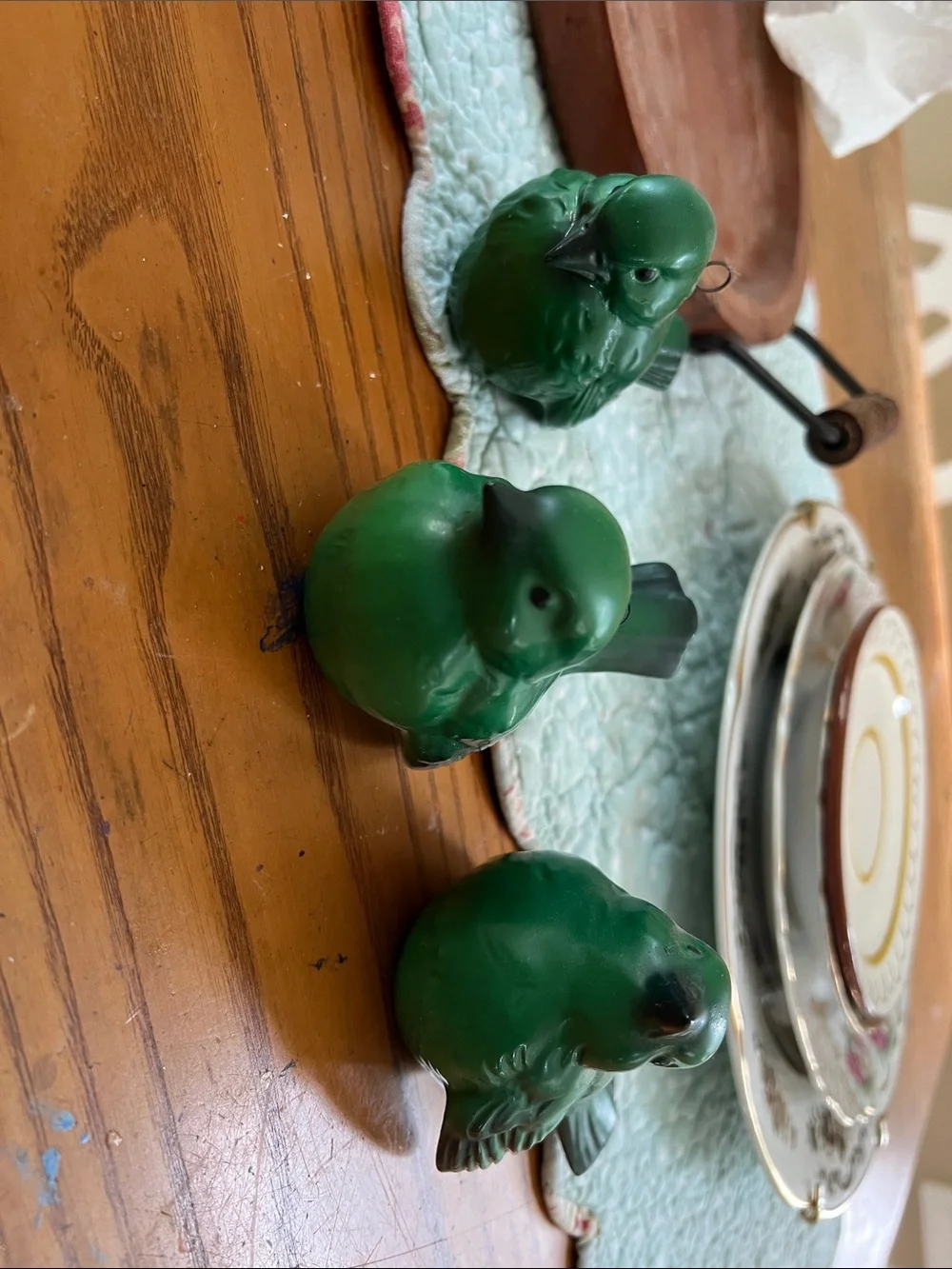 Goebel 1950’s W Germany green sparrow ornaments.